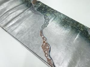 引箔草花模様織出し袋帯